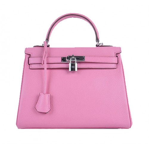 Hermes Kelly 28cm Sacs à bandoulière Sakura Cuir grainé Argent