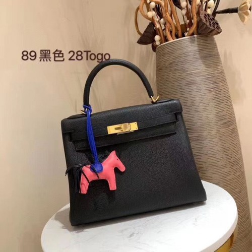 Hermes Kelly 28cm Sacs à bandoulière Togo Cuir KL28 Noir