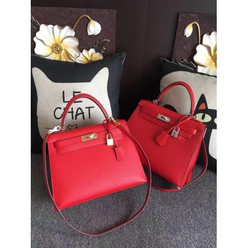 Hermes Kelly 28cm Sacs à bandoulière en cuir espom Rouge