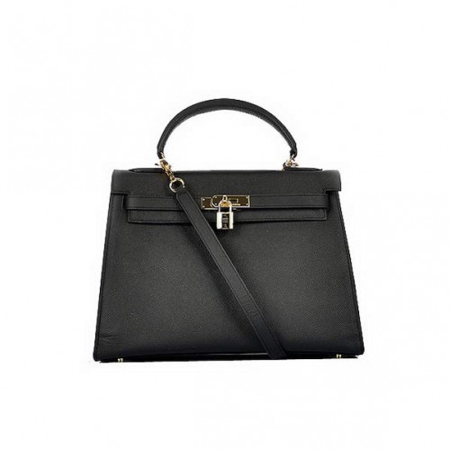 Date 2012 Hermes Kelly 32cm Sacs en cuir de veau noir or