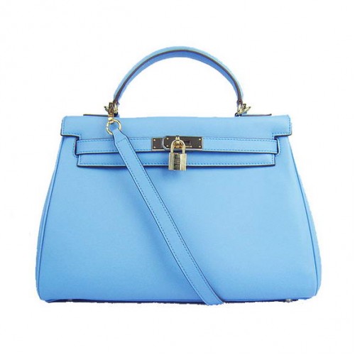 Sacs Hermes Kelly 32cm Togo Cuir 6108 Bleu Clair Doré