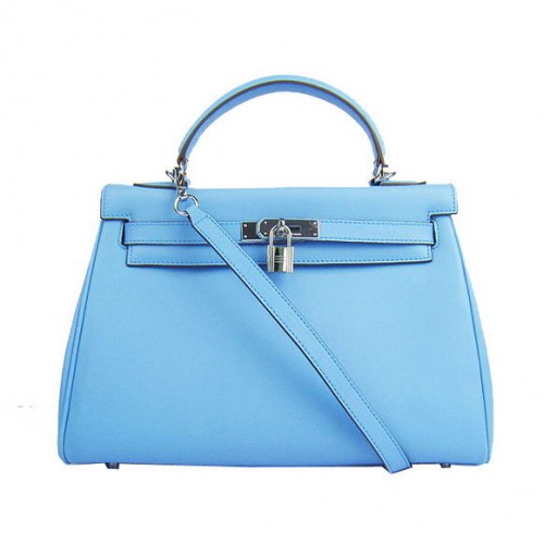 Hermes Kelly 32cm Sacs Togo Cuir 6108 Bleu Clair Argent