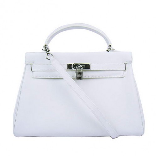 Hermes Kelly 32cm Sacs Togo Cuir 6108 Blanc Argent