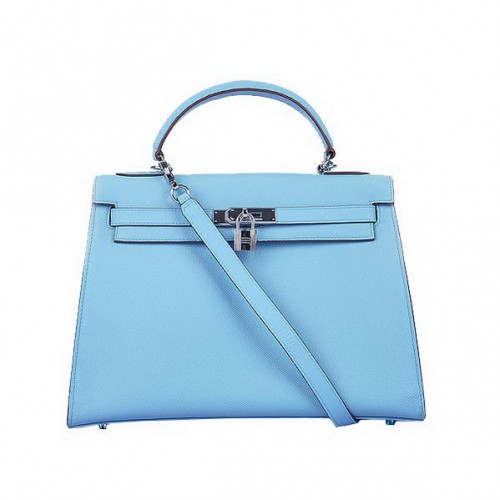 Sacs Hermes Kelly 32cm Togo Cuir Bleu Clair