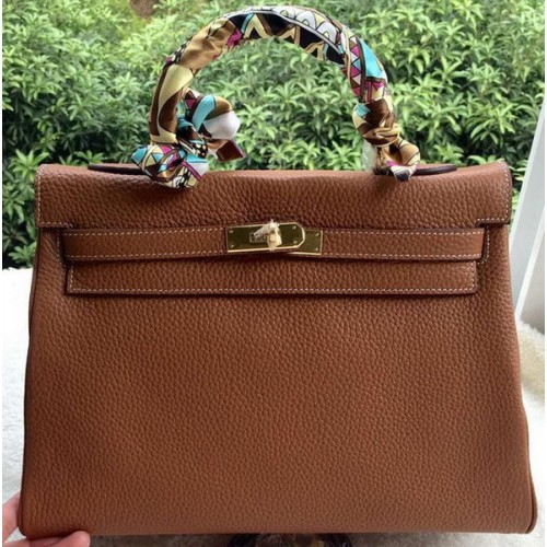 Hermes Kelly 32cm Sac à bandoulière en cuir de veau marron K32CL Or