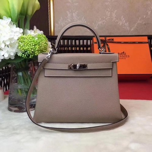 Hermes Kelly 32cm Sac à bandoulière Gris TOGO Cuir KY32 Argent