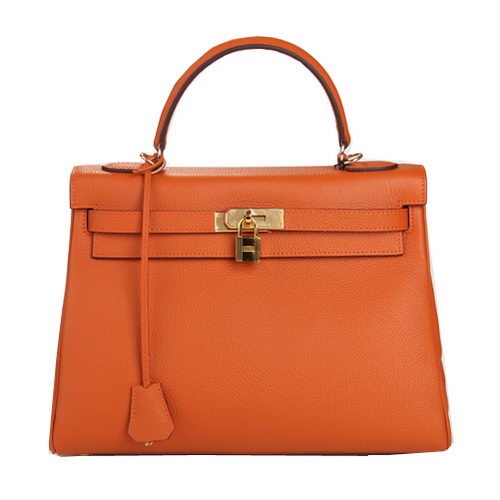 Hermes Kelly 32cm sac à bandoulière orange cuir d'origine K32 or
