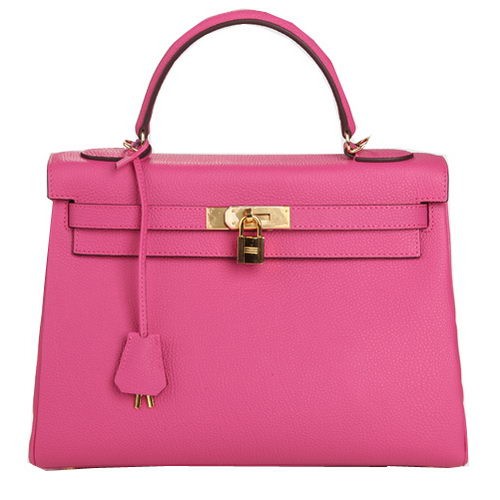 Hermes Kelly 32cm Sac à bandoulière Rose Cuir d'origine K32 Or