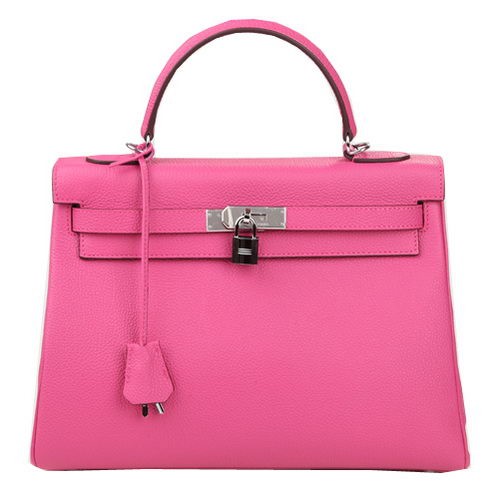 Hermes Kelly 32cm Sac à bandoulière Rose Cuir d'origine K32 Argent