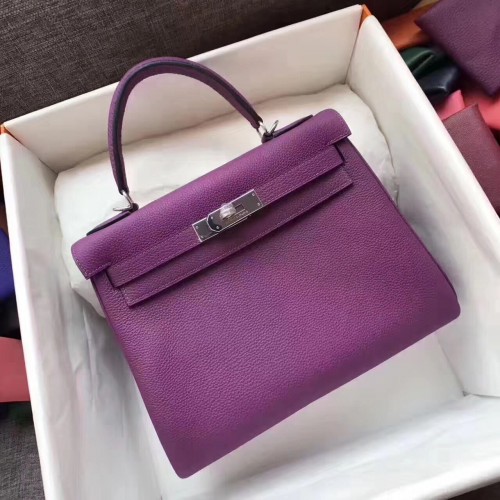 Hermes Kelly 32cm/28cm Sac à Bandoulière TOGO Cuir KY28 Violet