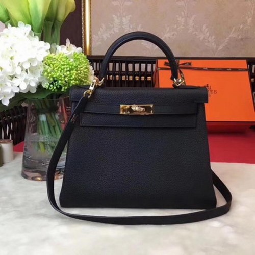 Hermes Kelly 32cm Sac à bandoulière TOGO Cuir KY32 Noir