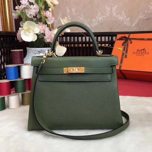 Hermes Kelly 32cm Sac à bandoulière TOGO Cuir KY32 Vert