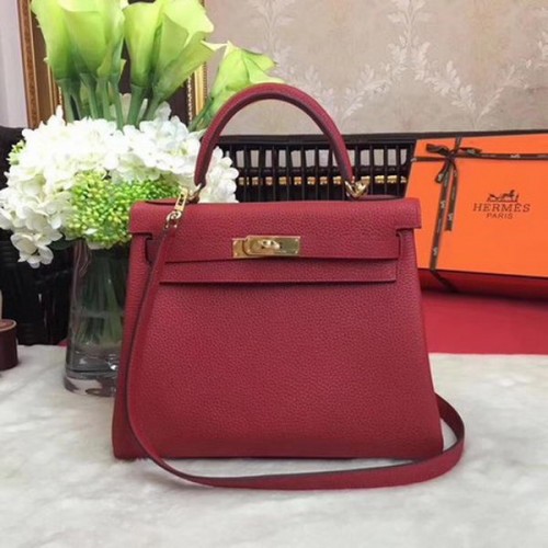 Hermes Kelly 32cm Sac à bandoulière TOGO Cuir KY32 Rouge