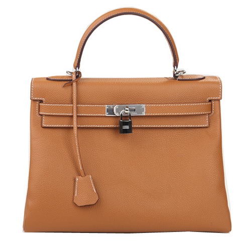 Hermes Kelly 32cm Sac à Bandoulière Blé Original Cuir K32 Argent