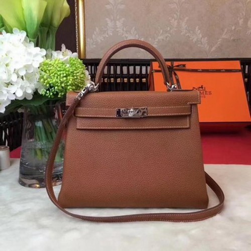 Hermes Kelly 32cm Sac à bandoulière Blé TOGO Cuir KY32 Argent