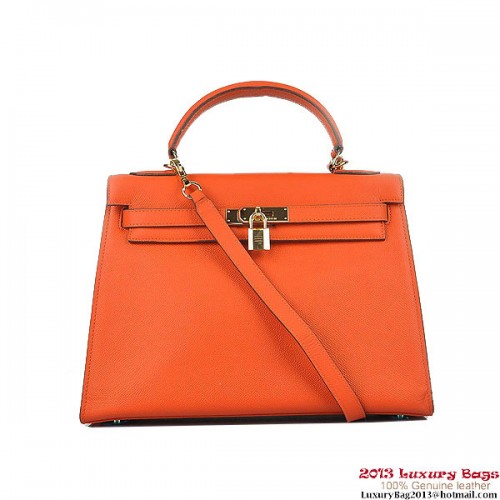 Hermes Kelly 32cm Sacs à bandoulière H6108 Orange Cuir Or