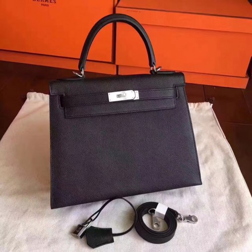 Hermes Kelly 32cm Sacs à bandoulière Original cuir espom noir