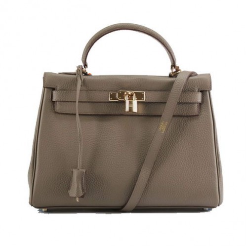 Hermes Kelly 32cm Sacs à main en cuir Togo 6018 Gris foncé Doré