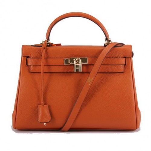 Hermes Kelly 32cm Sacs à main en cuir Togo 6018 Orange Doré