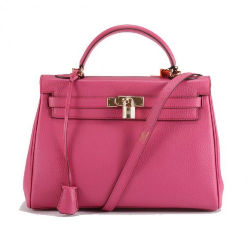 Hermes Kelly 32cm Sacs à main en cuir Togo 6018 Roseo Doré