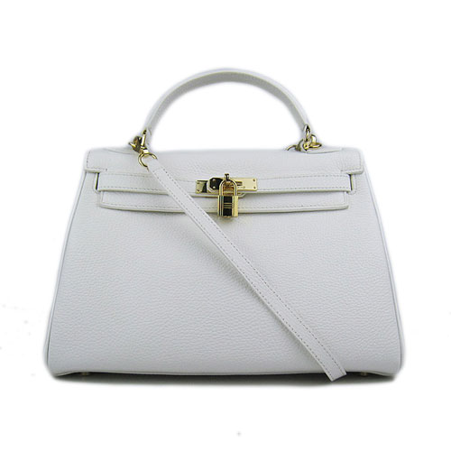 Hermes Kelly 32cm Sacs à main en cuir Togo 6018 Blanc Doré