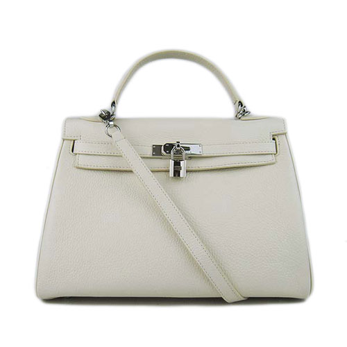 Hermes Kelly 32cm Sacs à main en cuir Togo 6018 Blanc Argent