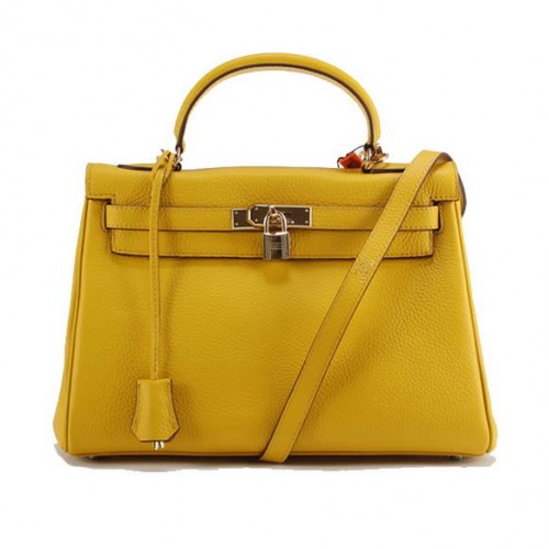 Hermes Kelly 32cm Sacs à main en cuir Togo 6018 Jaune Doré