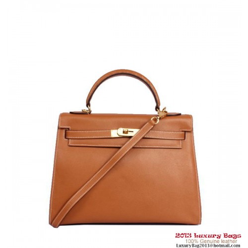 Hermes Kelly 32cm Top Handle Bag Camel Togo Cuir Doré