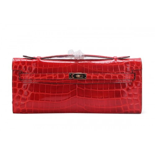 Hermes Kelly Pochette Croco Cuir K1002 Rouge