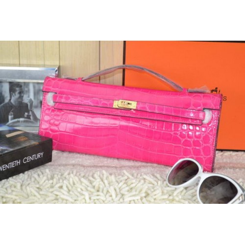 Hermes Kelly Pochette Croco Cuir K31 Rose
