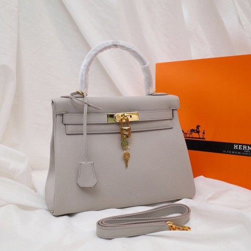 Hermes Kelly Sac à bandoulière Original TOGO Cuir KY3255 Gris perle
