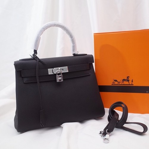 Hermes Kelly Sac à bandoulière Original TOGO Cuir KY3255 noir