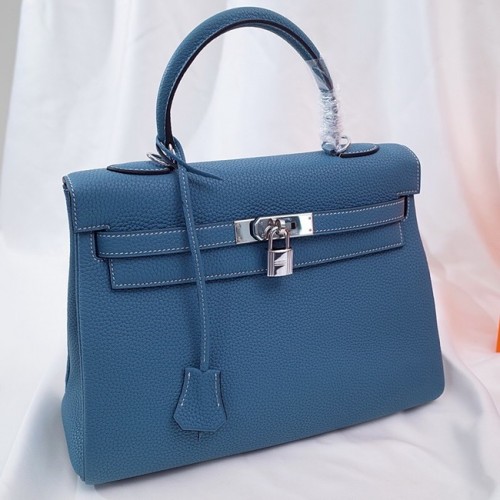 Hermes Kelly Sac à bandoulière Original TOGO Cuir KY3255 bleu