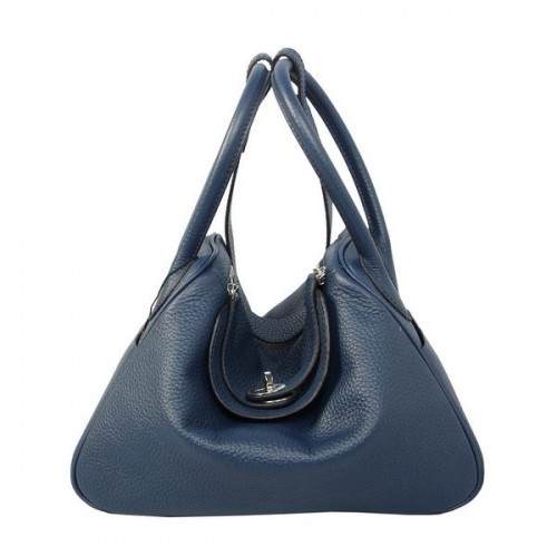 Hermes Lindy 30CM bleu foncé cuir granuleux Havanane sac à bandoulière