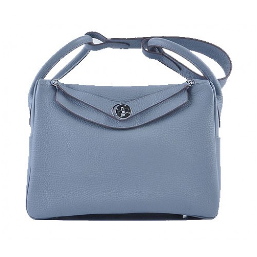 Hermes Lindy 30CM Sac à bandoulière en cuir grainé H6207 Gris foncé