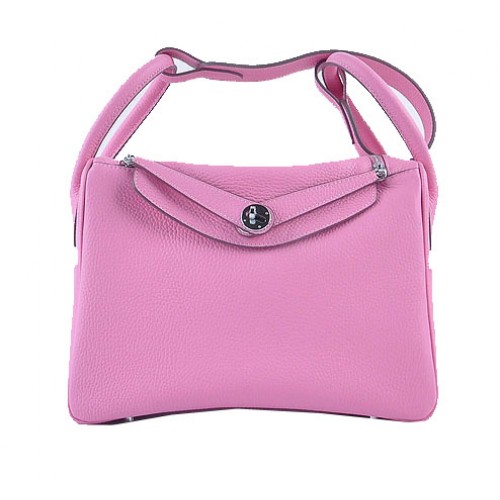 Hermes Lindy 30CM Sac à bandoulière en cuir grainé H6207 Rose