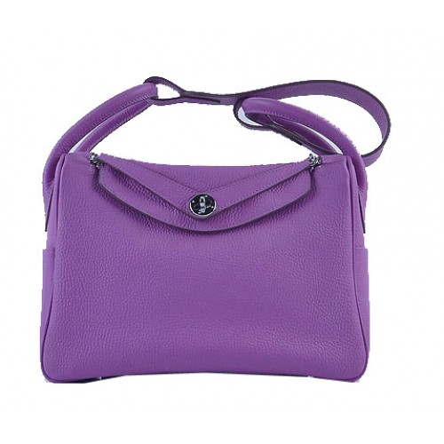 Hermes Lindy 30CM Sac à bandoulière en cuir grainé H6207 Violet