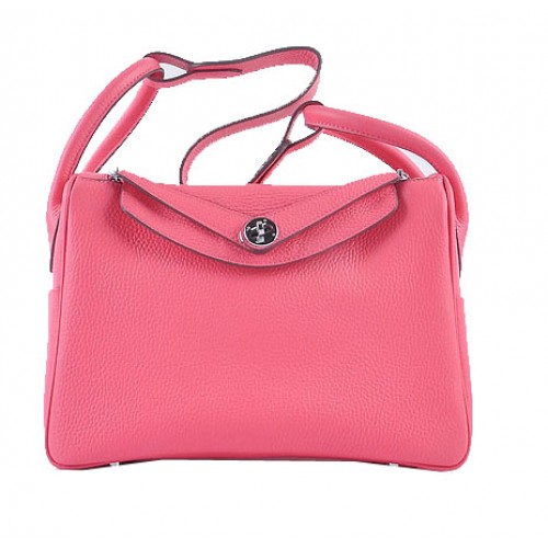 Hermes Lindy 30CM Sac à bandoulière en cuir grainé H6207 Rose
