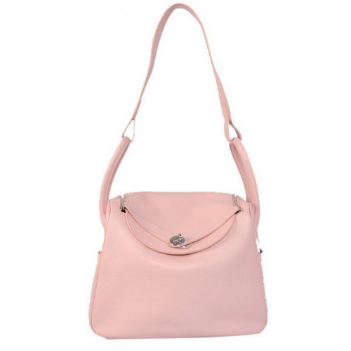 Hermes Lindy 30CM Havanane Sacs à main 1057 Matériel en cuir rose argenté