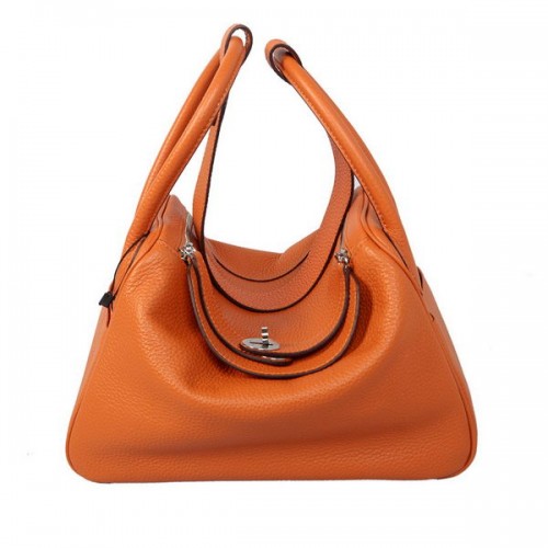 Hermes Lindy 30CM Orange cuir granuleux Havanane sac à bandoulière