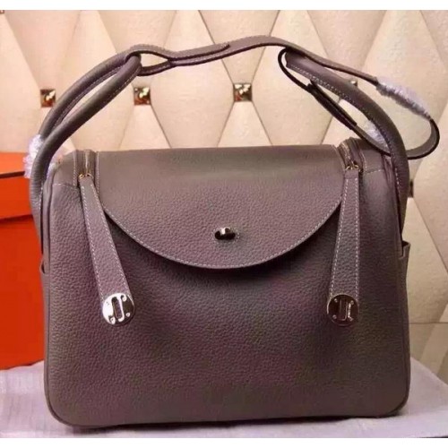 Hermes Lindy 30CM Sac à bandoulière en cuir H0881 Gris