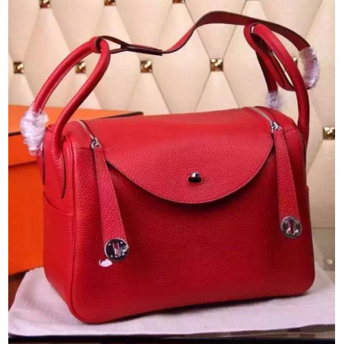 Hermes Lindy 30CM Sac à bandoulière en cuir H0881 Rouge