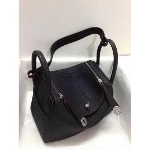 Hermes Lindy 30CM Sac à bandoulière en cuir d'origine HLD30 Noir