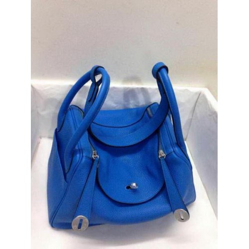 Hermes Lindy 30CM Sac à bandoulière en cuir d'origine HLD30 Bleu