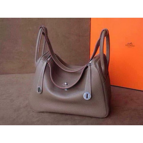 Hermes Lindy 30CM Sac à bandoulière en cuir d'origine HLD30 Gris foncé