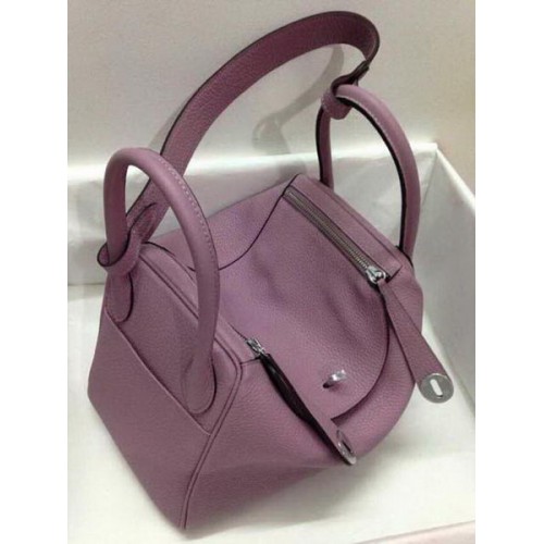 Hermes Lindy 30CM Sac à bandoulière en cuir d'origine HLD30 Violet clair
