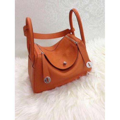 Hermes Lindy 30CM Sac à bandoulière en cuir d'origine HLD30 Orange