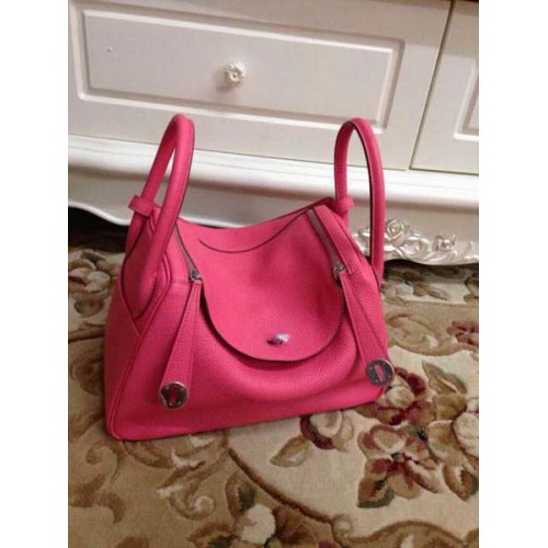Hermes Lindy 30CM Sac à bandoulière en cuir d'origine HLD30 Rose