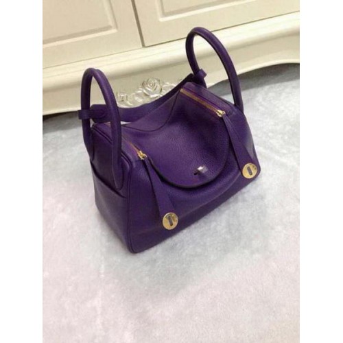 Hermes Lindy 30CM Violet Sac à bandoulière en cuir HLD30 Or