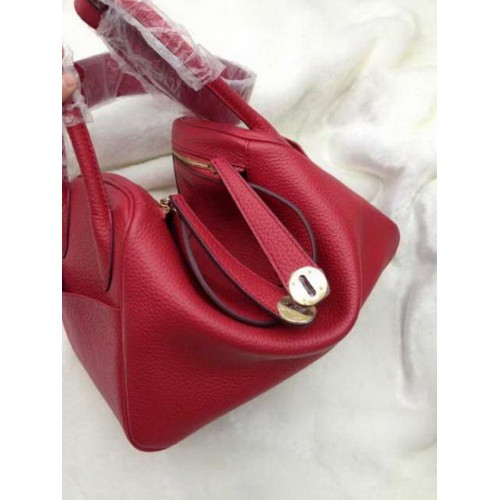 Hermes Lindy 30CM Sac à bandoulière en cuir rouge HLD30 Or